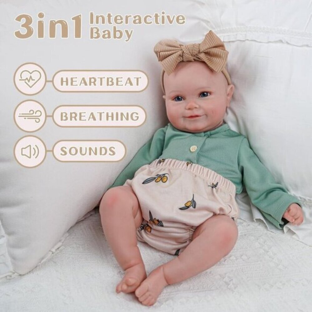 Interactive Reborn Baby Dolls Girl 20Inch white Green Real Life Baby Doll - Picture 2 of 7